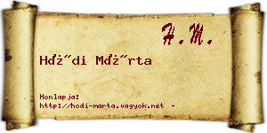 Hódi Márta névjegykártya